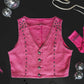 Lady in Pink denim vest